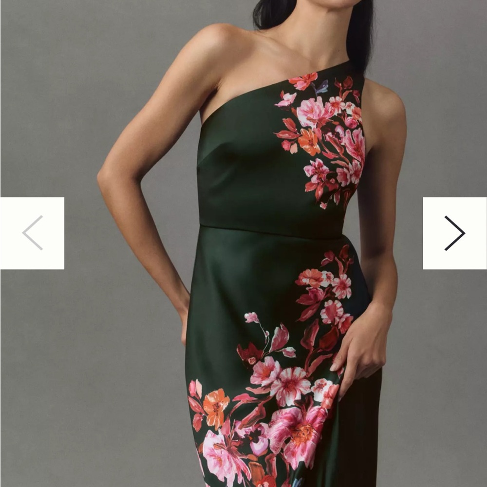 BHLDN Dylan Stretch Satin One-Shoulder Side-Slit Maxi Dress - Anthropologie